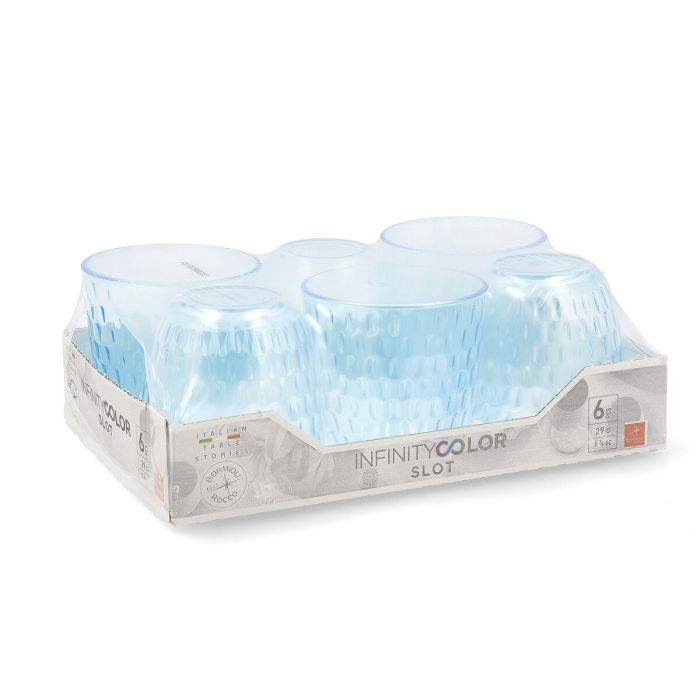 Set de Verres Bormioli Rocco Slot Bleu verre Avec relief 290 ml 6 Unités 1
