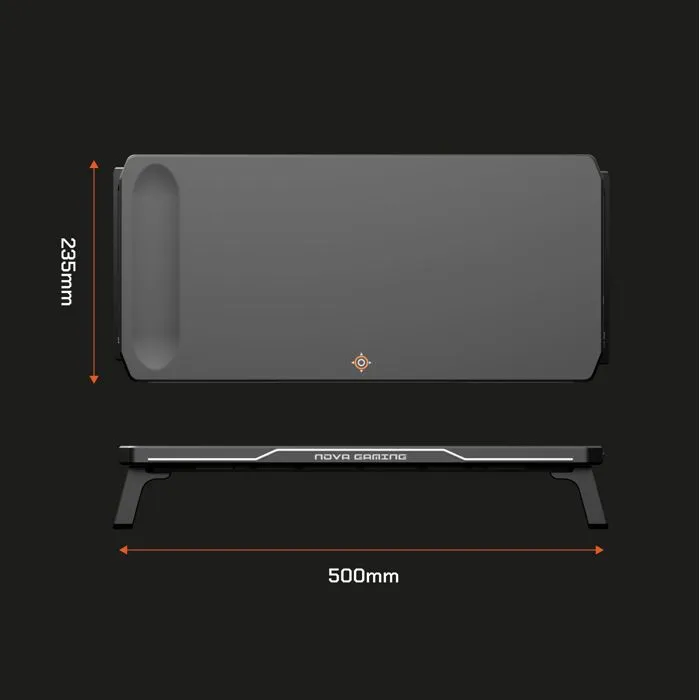 Nova Gaming Réhausseur d'écran Celestium GA105 avec éclairage LED RGB, hub USB intégré et rangement - Noir Nova Gaming Réhausseur d'écran Celestium GA105 avec éclairage LED RGB, hub USB intégré et rangement - Noir
