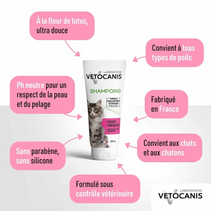 Shampoing pour animaux de compagnie Vetocanis Mousse Floral 300 ml 1