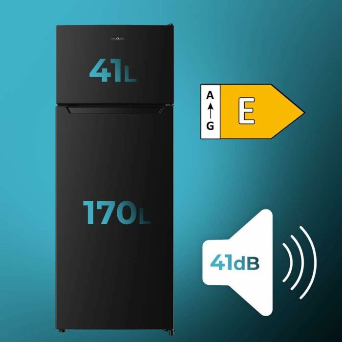 Réfrigérateur Combiné Cecotec Bolero CoolMarket 2D 211 Noir 211 l 143 CM 11 Réfrigérateur Combiné Cecotec Bolero CoolMarket 2D 211 Noir 211 l 143 CM 11