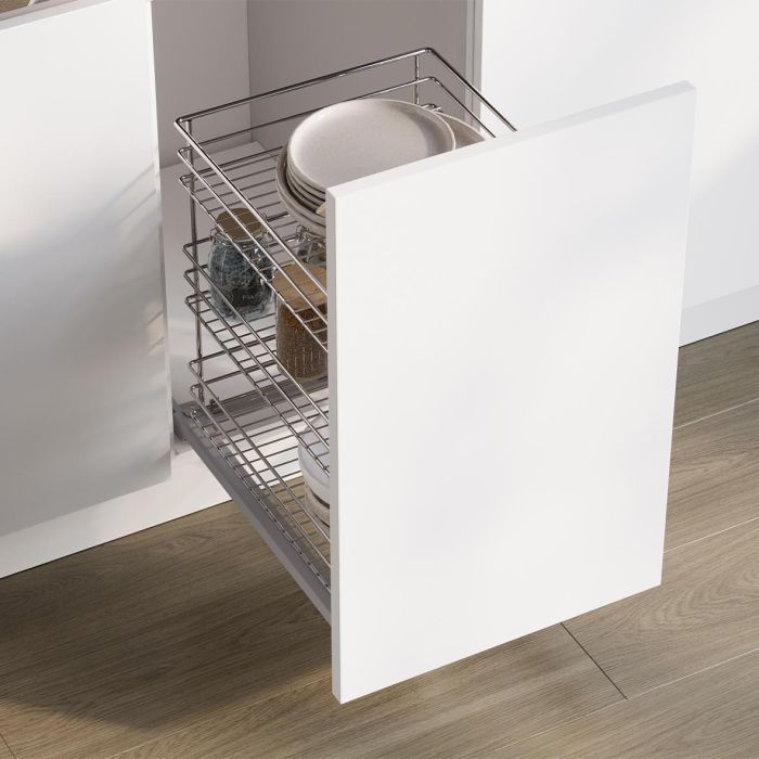 Emuca Chariot coulissant Supra avec fixation inférieure à fermeture amortie, module 400mm, acier, chromé 2