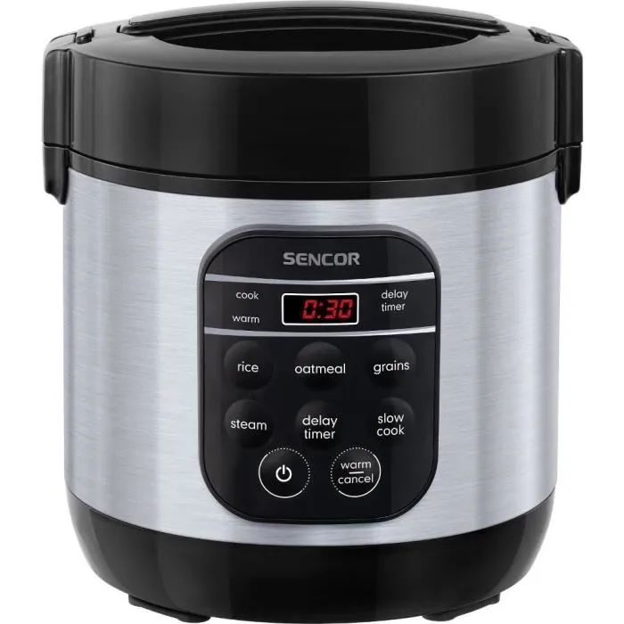 Sencor SRM 0650SS - Cuiseur à riz 0,6 litre avec 5 modes (riz, vapeur, mijotage), maintien au chaud 12h et cuve inox - Cuisson automatique