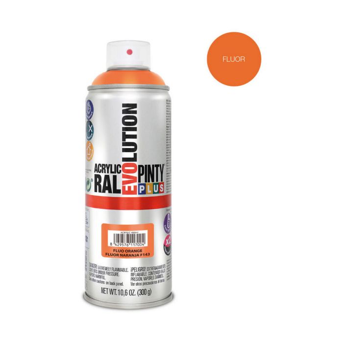Peinture en spray Pintyplus Evolution F143 400 ml Fluorescent Orange 1