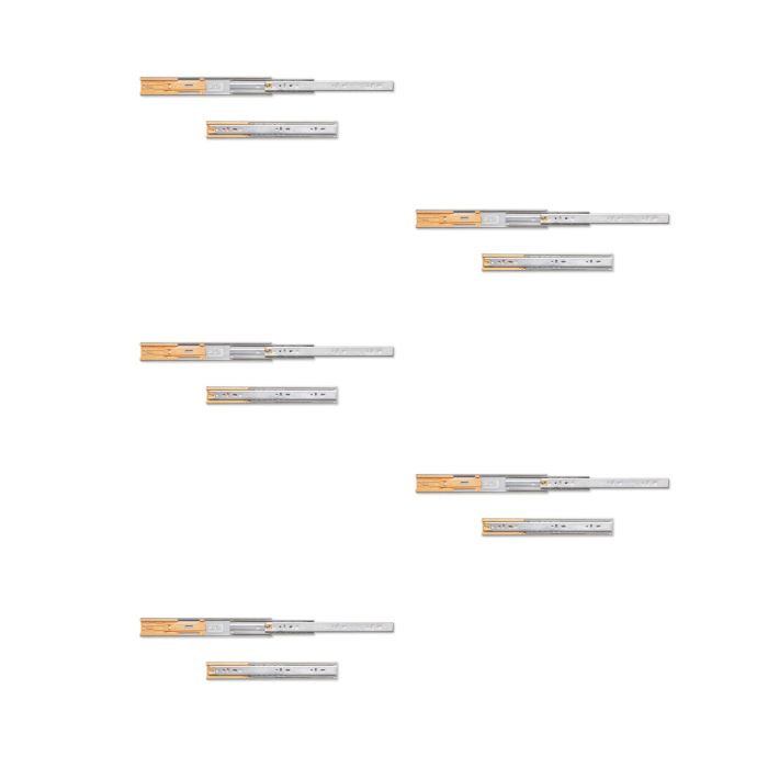 Emuca Lot de 5 jeux de coulisses de tiroirs, roulement à billes, hauteur 45mm, profondeur 300mm, sortie totale, fermeture amortie, Zingué 0 Emuca Lot de 5 jeux de coulisses de tiroirs, roulement à billes, hauteur 45mm, profondeur 300mm, sortie totale, fermeture amortie, Zingué 0