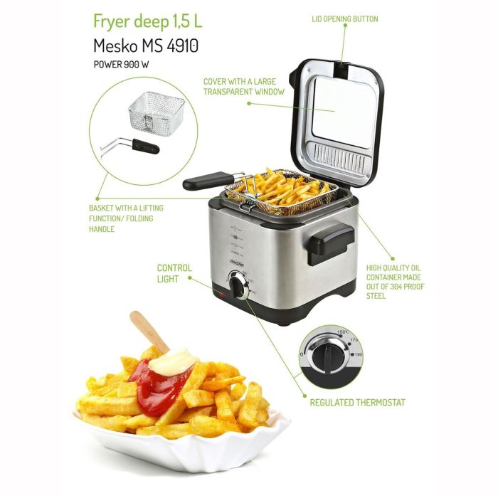 Friteuse Mesko MS 4910 Argenté 900 W 1,5 L 15