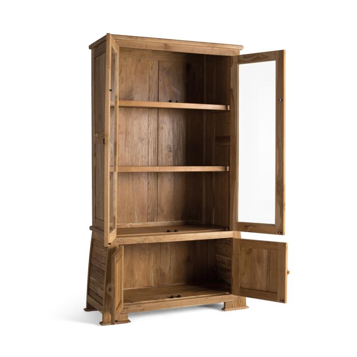 GINER Y COLOMER - Buffet Vitrine en Bois de Teca avec 4 Portes (2 Vitrées, 2 Bois) et Détails Artisanaux, Design Élégant pour Salon - Dimensions 186 x 109 x 42 cm 2 GINER Y COLOMER - Buffet Vitrine en Bois de Teca avec 4 Portes (2 Vitrées, 2 Bois) et Détails Artisanaux, Design Élégant pour Salon - Dimensions 186 x 109 x 42 cm 2