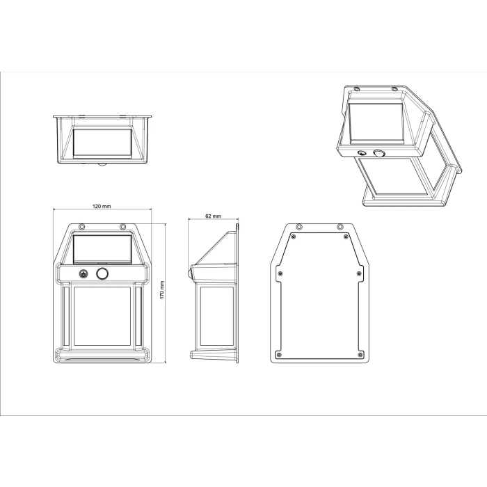 Galix G2601 - Applique murale solaire avec détecteur de présence, 36 lumens, LED COB 2700K, autonomie 6h, détection 5m