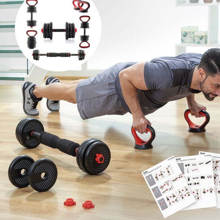 Ensemble de Poids Réglables6 en 1 avec Guide d’Exercices Sixfit InnovaGoods