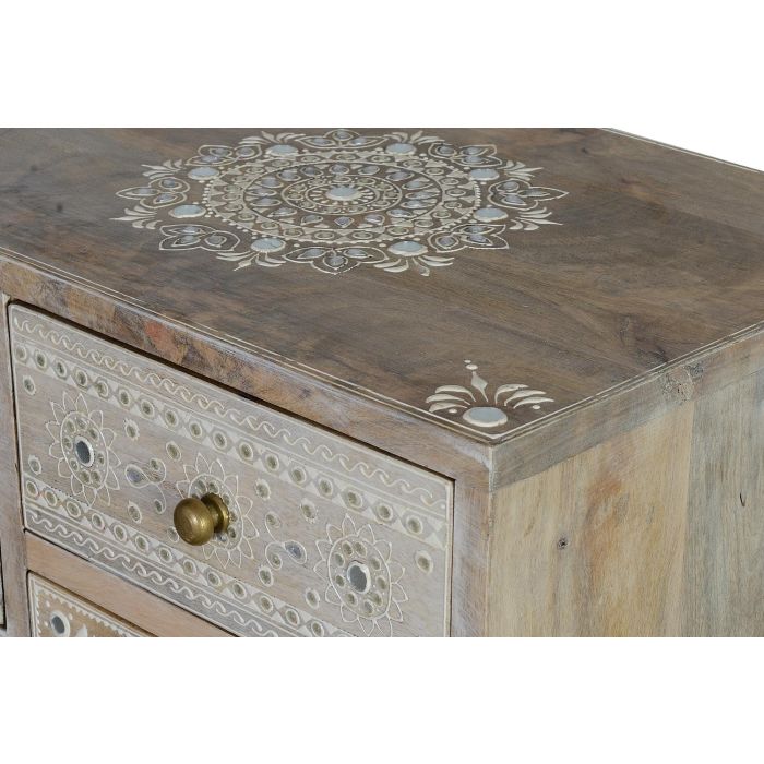 Giner y Colomer - Table téléphone avec 7 tiroirs en bois massif de manguier naturel, meuble auxiliare artisanal, finition peinte à la main 4 Giner y Colomer - Table téléphone avec 7 tiroirs en bois massif de manguier naturel, meuble auxiliare artisanal, finition peinte à la main 4