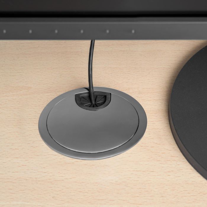 Emuca Lot de 7 passe-câbles circulaires, diamètre 80mm, à encastrer Zamak, Chromé, 1