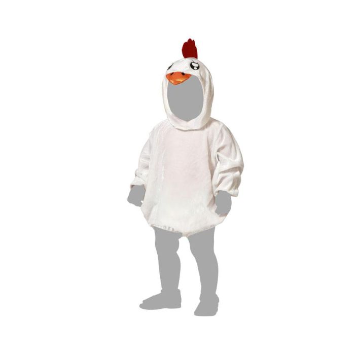Déguisement de Bébé Gallina Blanca 6-12 Mois Blanc à Capuche et Crête - Costume d'Animal Unisexe en Polyester