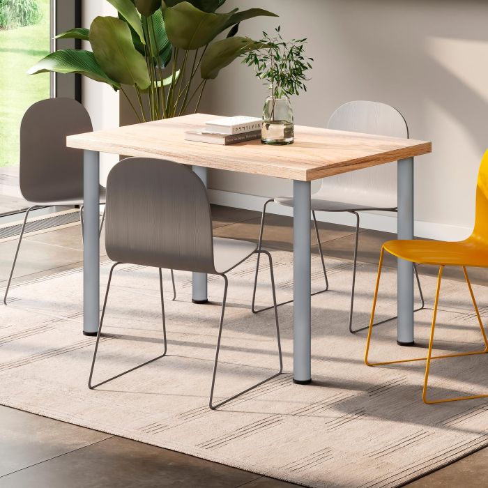 Emuca Lot de 4 pieds de table, diamètre 60mm, H 830mm, Acier, Peint en aluminium 3