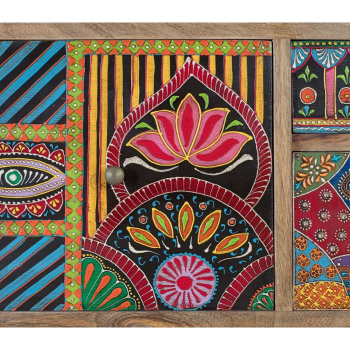 GINER Y COLOMER - Console en bois de manguier massif avec 13 tiroirs et détails peints à la main - Style bohème ethnique - Dimensions (LxPxH) : 110 x 35.5 x 105 cm 3 GINER Y COLOMER - Console en bois de manguier massif avec 13 tiroirs et détails peints à la main - Style bohème ethnique - Dimensions (LxPxH) : 110 x 35.5 x 105 cm 3