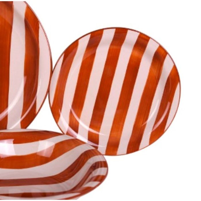 Assiettes Home ESPRIT Jaune Bleu Rouge Grès Rayures méditerranéen 27,5 x 27,5 x 2,8 cm 18 Pièces 1