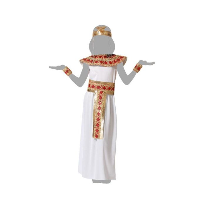 Déguisement de Pharaonne - Blanc et Doré - Pour Fille 5-6 Ans - Kit Complet avec Diadème, Robe, Collier, Bracelets et Ceinture - Polyester