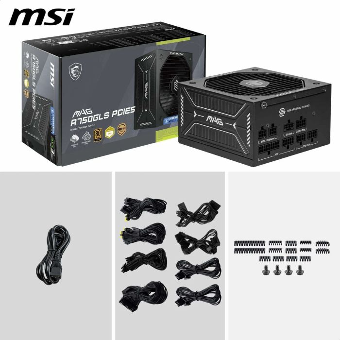 Bloc d’Alimentation MSI 306-7ZP1B11-CE0 750 W 80 Plus Gold ATX 1