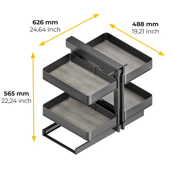 Emuca Meuble d'angle articulé Harmony pour les meubles de cuisine, Droite/Gauche, Acier et Bois, Gris anthracite 9