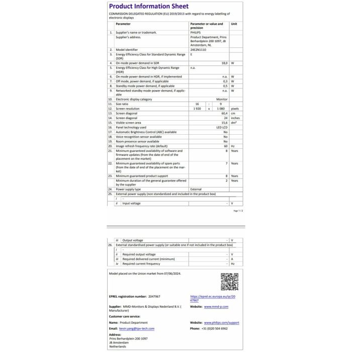 Monitor Gaming Philips 27E1N1200A/00 27" Full HD 16 Monitor Gaming Philips 27E1N1200A/00 27" Full HD 16