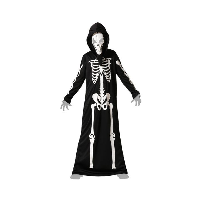 Costume Squelette avec Capuche pour Enfant Unisexe 3-4 Ans - Noir - Halloween - Polyester