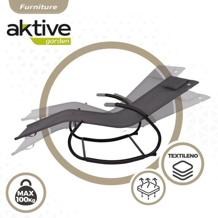 Chaise longue Aktive 172 x 75 x 53 cm Noir 2