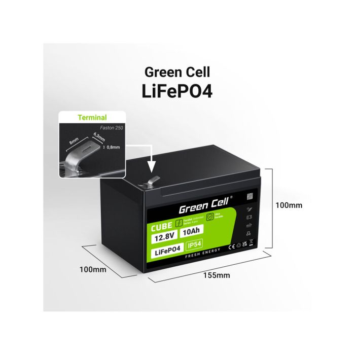Batterie pour Système d'Alimentation Sans Interruption Green Cell LFPGC12V10AH 10 Ah