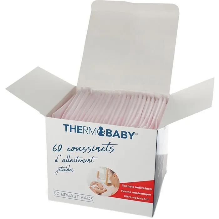 Thermobaby - Boîte de 60 coussinets d'allaitement jetables ultra-absorbants et anatomiques Thermobaby - Boîte de 60 coussinets d'allaitement jetables ultra-absorbants et anatomiques