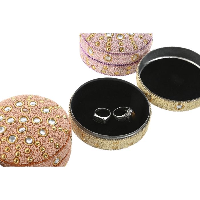 Boîte à bijoux Home ESPRIT Jaune Orange Rose Lila Aluminium 10 x 10 x 5 cm (6 Unités) 1