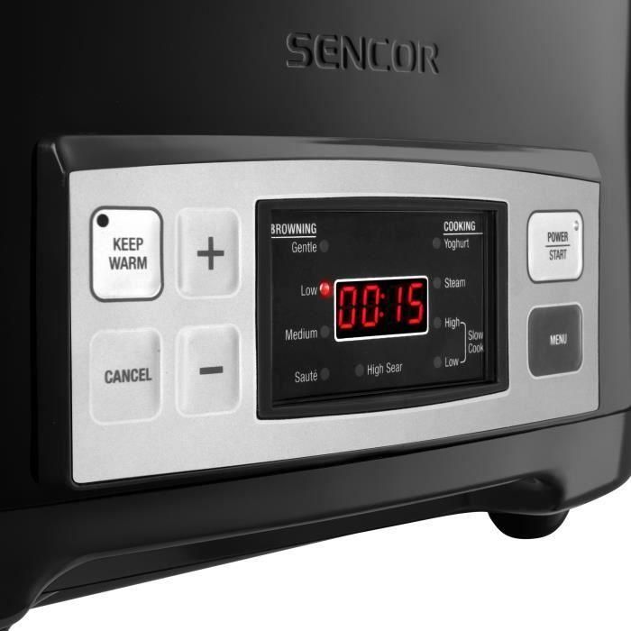 Sencor - SPR-5508BK - Mijoteuse automatique 6 L, 1350 W, Noir - Revêtement antiadhésif sans PFOA, 5 réglages de brunissage, 4 fonctions de cuisson