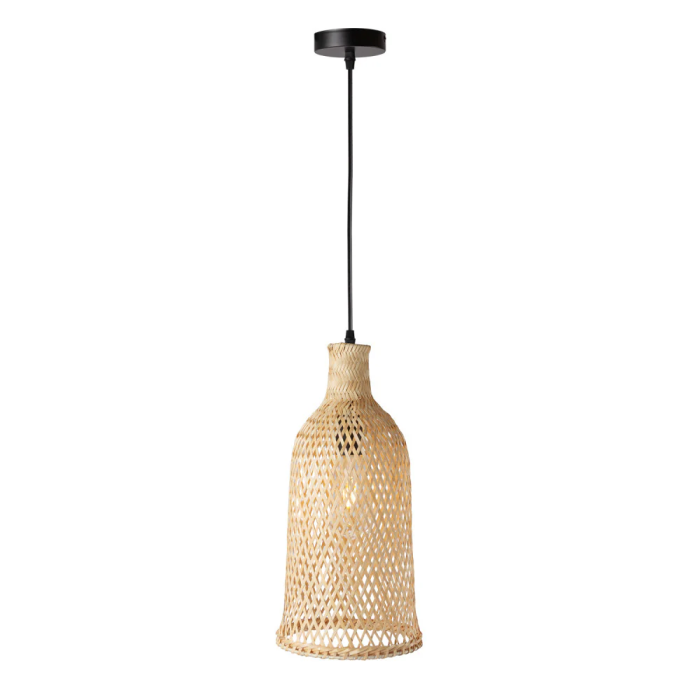 Lampe Suspendue Beppucho Rotin Style Naturel Boho-Chic Douille E27 SKD-P80108 1