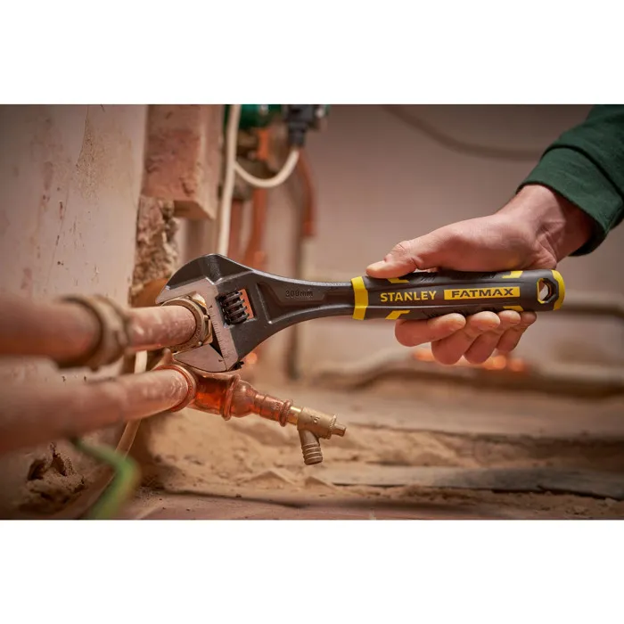 Stanley Fatmax Clé à Molette 250 mm avec Mécanisme Quick Adjust, Mâchoires à 15°, Échelles Métriques/Impériales et Trou de Suspension
