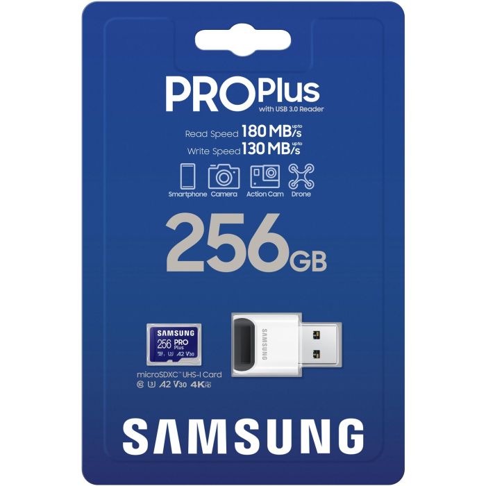 CARD 256GB Samsung PRO Plus microSDXC 180MB/s + USB-Kartenleser 6