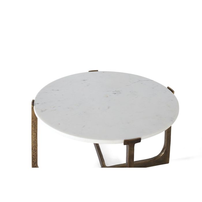 Table basse design avec plateau en marbre blanc et base métallique dorée - 1,5cm d'épaisseur - GINER Y COLOMER 1