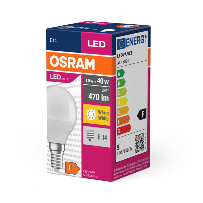 Ledvance/Osram Ampoule LED Classic E14 4,9W 470Lm 2700K 200° IP20 LVE-4058075147898 1 Ledvance/Osram Ampoule LED Classic E14 4,9W 470Lm 2700K 200° IP20 LVE-4058075147898 1
