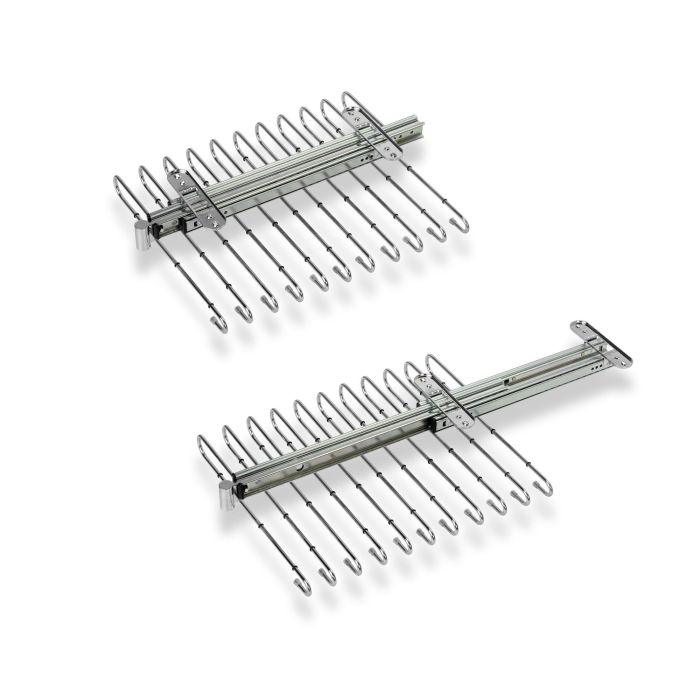 Emuca Porte-pantalons extractible, 11 tiges, guides d'extraction totale, Acier, Chromé 3