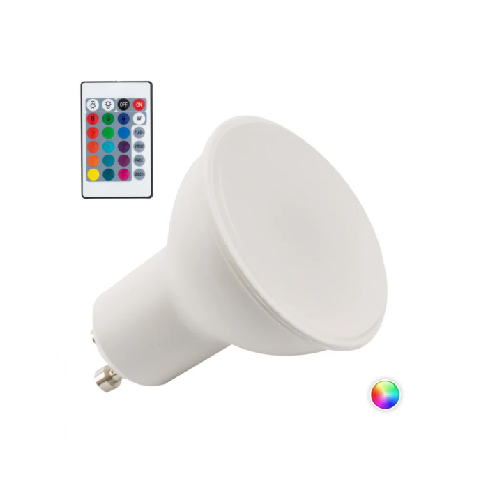Ampoule LED GU10 5W RGB avec Télécommande 40.000H PL187221-GU10 0