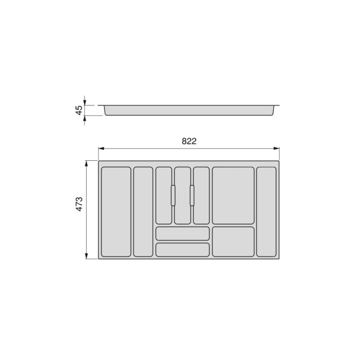 Emuca range-couverts Optima Vertex/Concept, profondeur 500mm, plateau 16mm, module 900mm, Plastique, Gris antracite 4