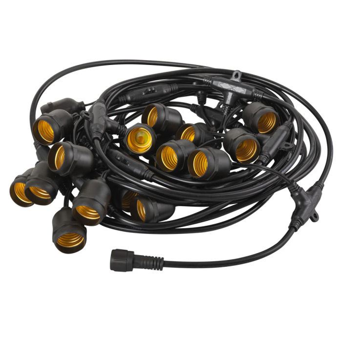 Chaîne 20 douilles E27 10 mètres IP65 sans ampoules [HO-CAD-10M-20xE27] 1