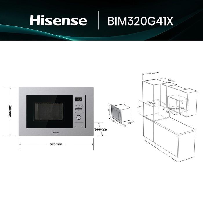 Micro-ondes avec Gril Hisense BIM320G41X 800 W 20 L Acier 23