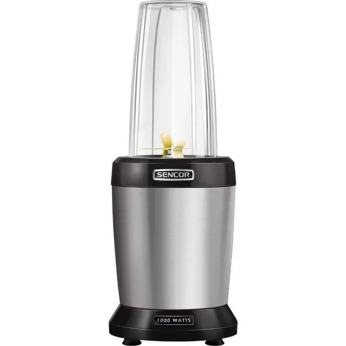 Sencor SNB 4302SS Blender Smoothie Professionnel 1200W - Extracteur de Nutriments avec 2 Tasses (1L, 0.8L), 6 Lames Titanium pour Soupes, Cocktails, Aliments Bébé