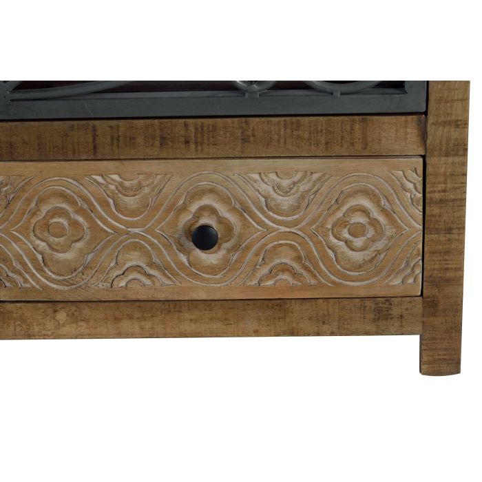 GINER Y COLOMER - Buffet vintage en bois de manguier marron vieilli avec 2 tiroirs et 2 portes métalliques - 130x100x40 cm 3 GINER Y COLOMER - Buffet vintage en bois de manguier marron vieilli avec 2 tiroirs et 2 portes métalliques - 130x100x40 cm 3