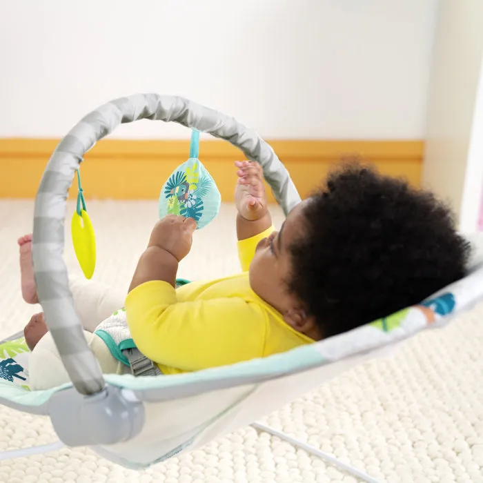 Bright Starts Transat bébé vibrant Wild Wonders - Arche de jouets d'éveil amovible, Harnais 3 points, Pour bébés de 0 à 6 mois