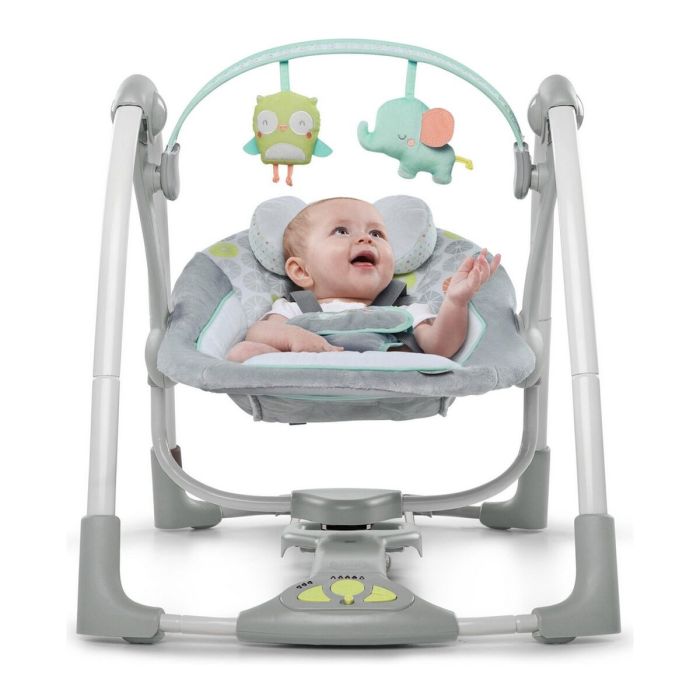 Fauteuil à Bascule Ingenuity Compact Swing - Hugs & Hoots Blanc Gris 4 Fauteuil à Bascule Ingenuity Compact Swing - Hugs & Hoots Blanc Gris 4