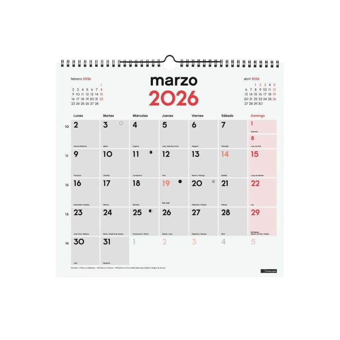 calendrier mural Finocam Papier 34 x 32 cm 1 calendrier mural Finocam Papier 34 x 32 cm 1