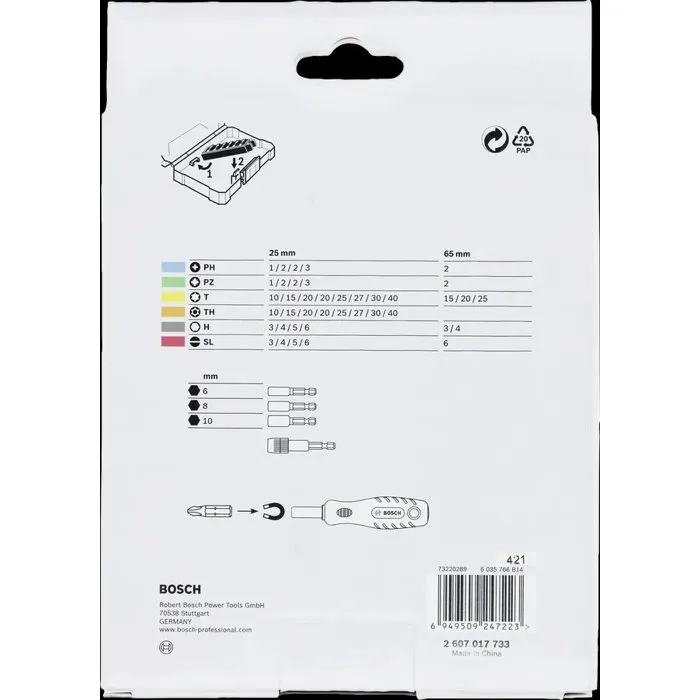 Bosch Professional Coffret d'embouts de vissage Extra Hard 44 pièces + 1 avec poignée magnétique et boîte de rangement Pick and Click