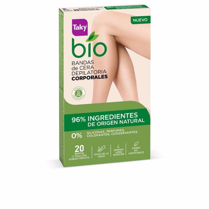 Taky Bio Natural 0% Bandes De Cire Corporelle Épilatoire 20 Unités