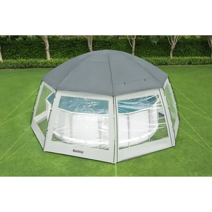 Bestway Bâche de Piscine Ronde Élévée Flowclear 6 x 6 x 2,95 m avec Protections UV UPF 50 et Double Toit 1
