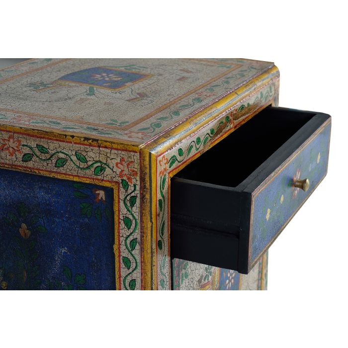 GINER Y COLOMER - Table de nuit en bois de manguier multicolore, 1 porte et 1 tiroir, peinture à la main, 60x46x34 cm 3 GINER Y COLOMER - Table de nuit en bois de manguier multicolore, 1 porte et 1 tiroir, peinture à la main, 60x46x34 cm 3