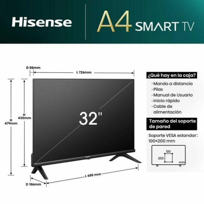 TV intelligente Hisense 32" HD LED D-LED 50