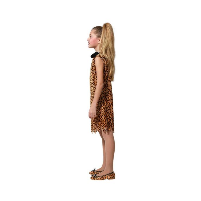 Déguisement Cavernicole Fille Préhistorique Costume Carnaval Taille 7-9 Ans Marron Polyester
