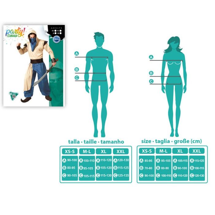 Déguisement Arabe Bleu Homme Adulte Taille XL - Complet avec Ceinture et Foulard - Polyester